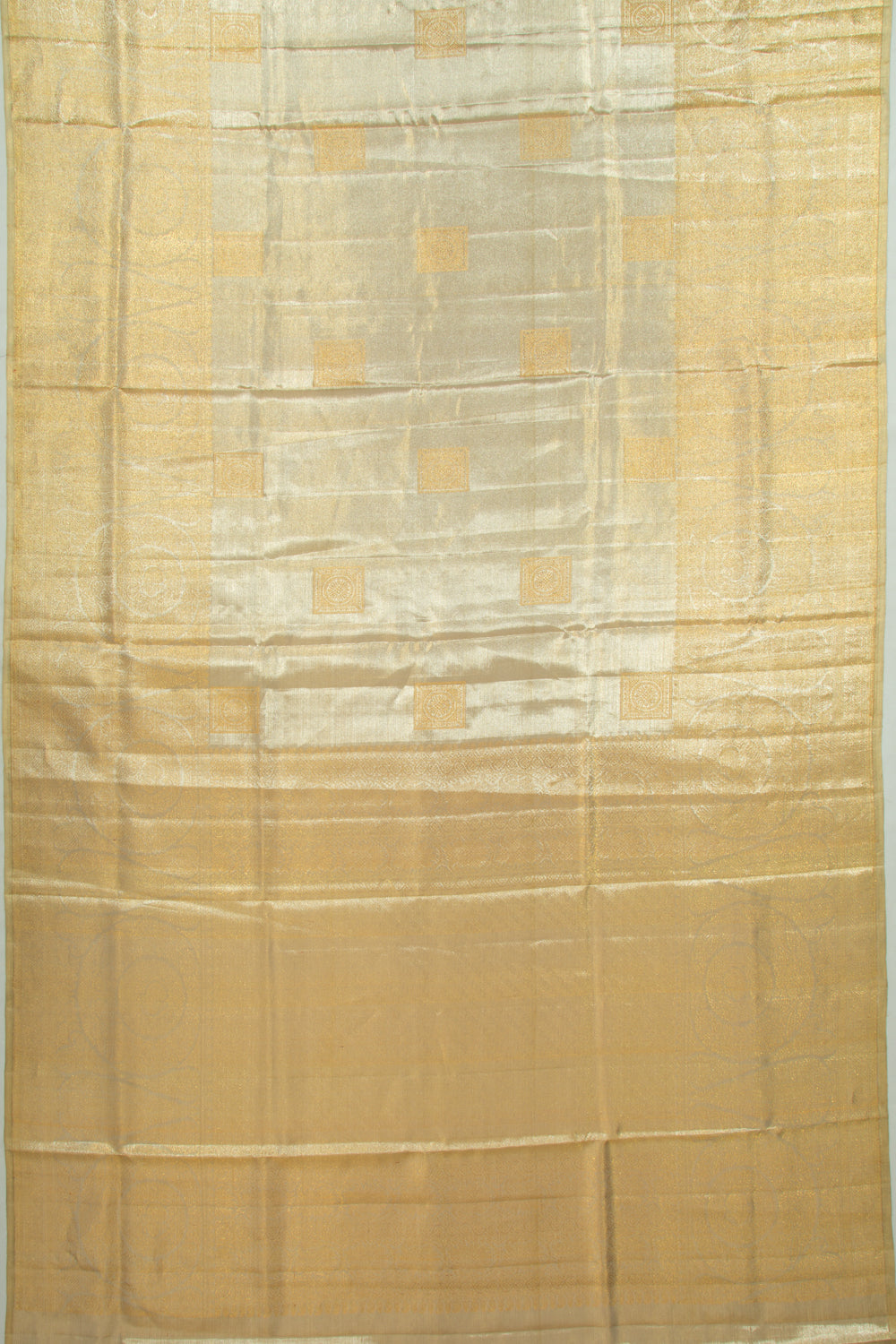 Kanchipuram Silk Tissue Butta Silver Saree