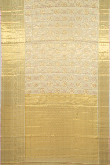 Kanchipuram Silk Tissue Jaal Gold Saree