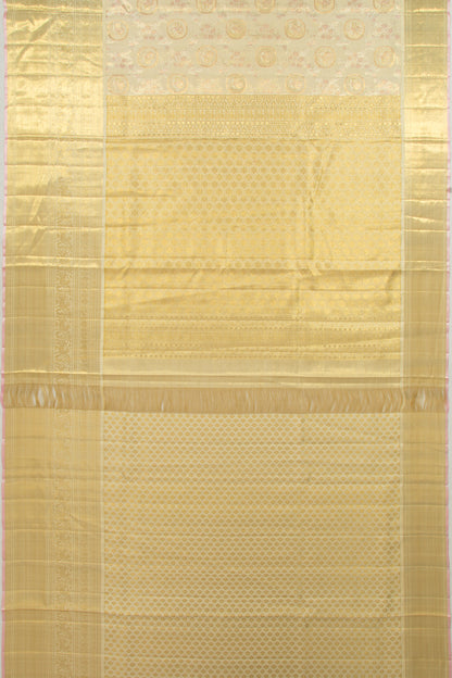 Kanchipuram Silk Tissue Jaal Gold Saree