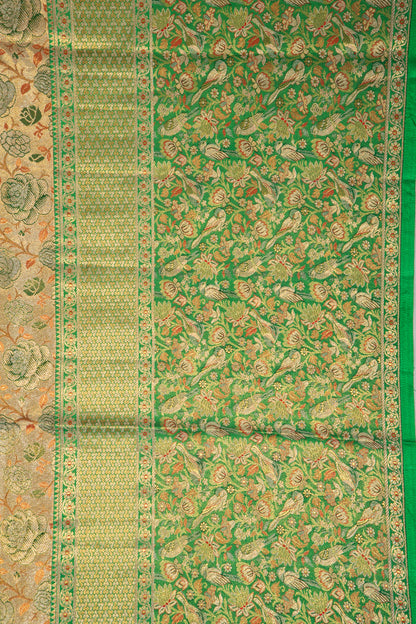 Kanchipuram Silk Tissue Jaal Gold Saree