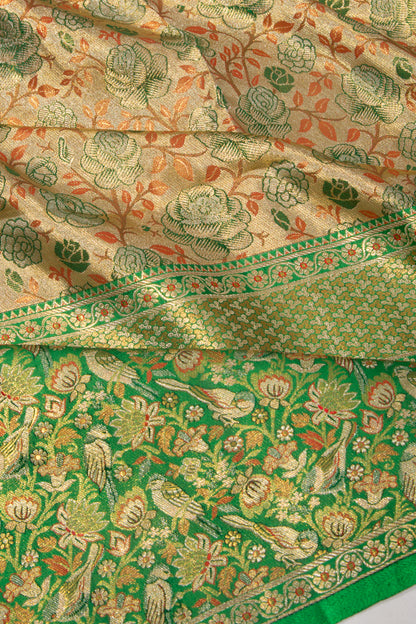 Kanchipuram Silk Tissue Jaal Gold Saree