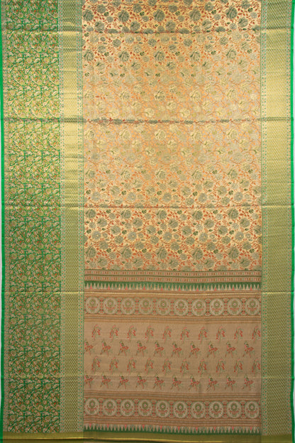 Kanchipuram Silk Tissue Jaal Gold Saree