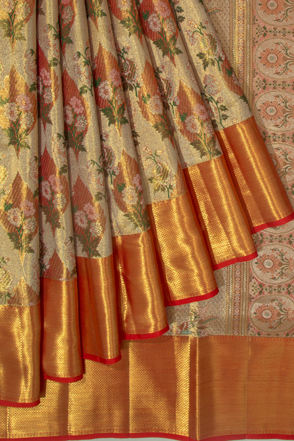 Kanchipuram Silk Tissue Brocade Gold Saree