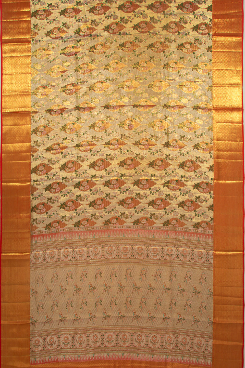 Kanchipuram Silk Tissue Brocade Gold Saree