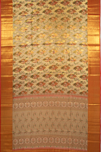 Kanchipuram Silk Tissue Brocade Gold Saree