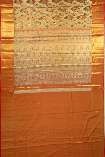 Kanchipuram Silk Tissue Brocade Gold Saree