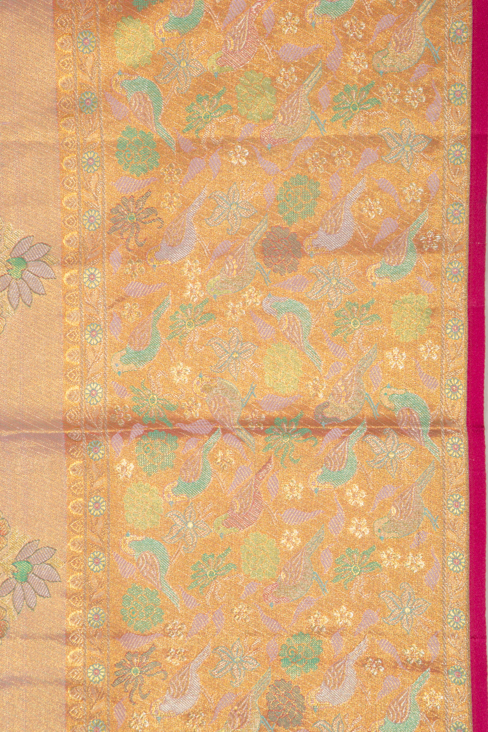 Kanchipuram Silk Tissue Brocade Peach Saree