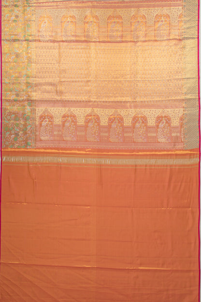 Kanchipuram Silk Tissue Brocade Peach Saree