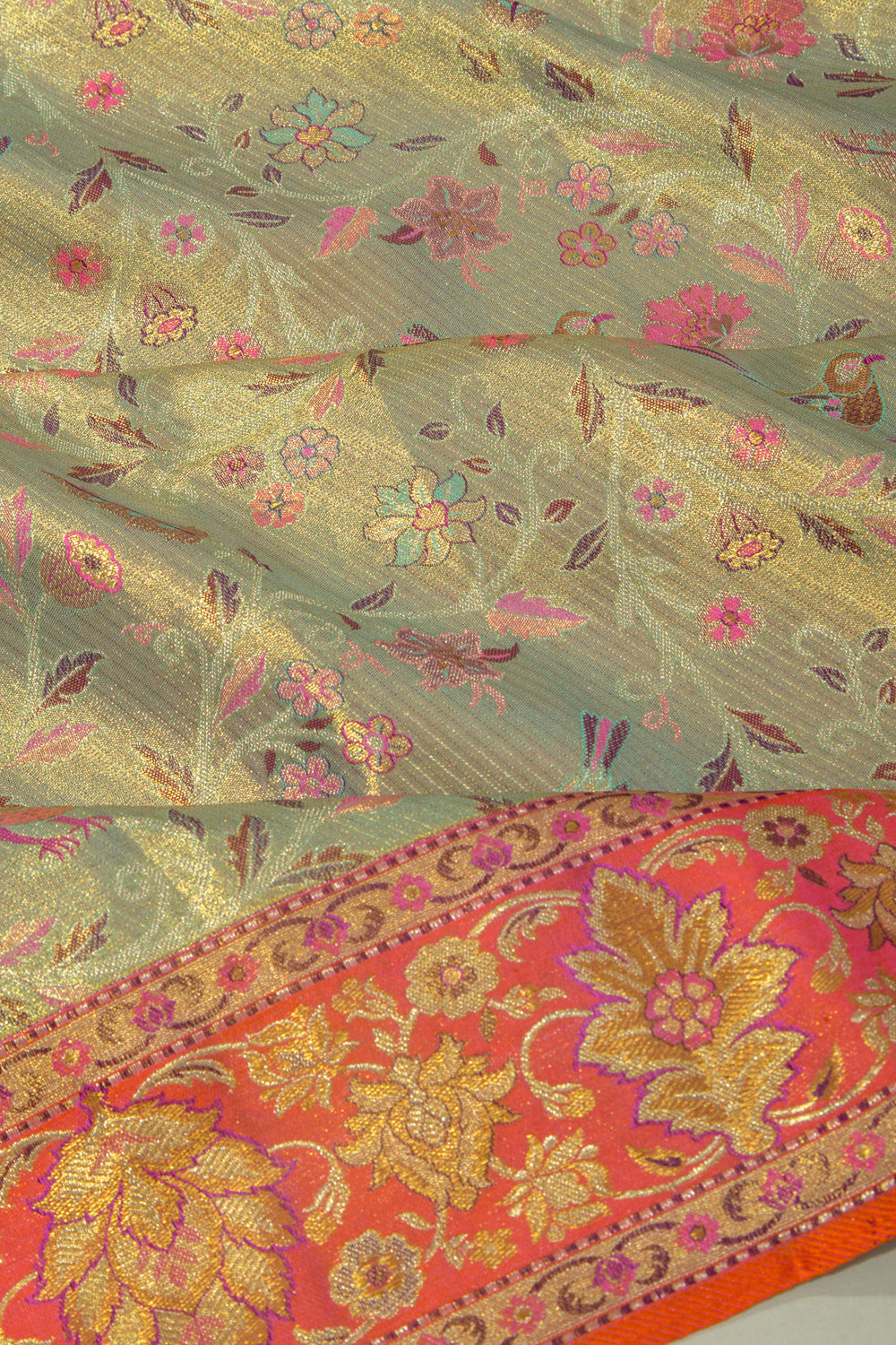 Kanchipuram Silk Tissue Jaal Blue Saree