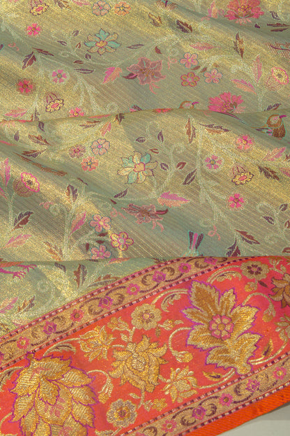 Kanchipuram Silk Tissue Jaal Blue Saree