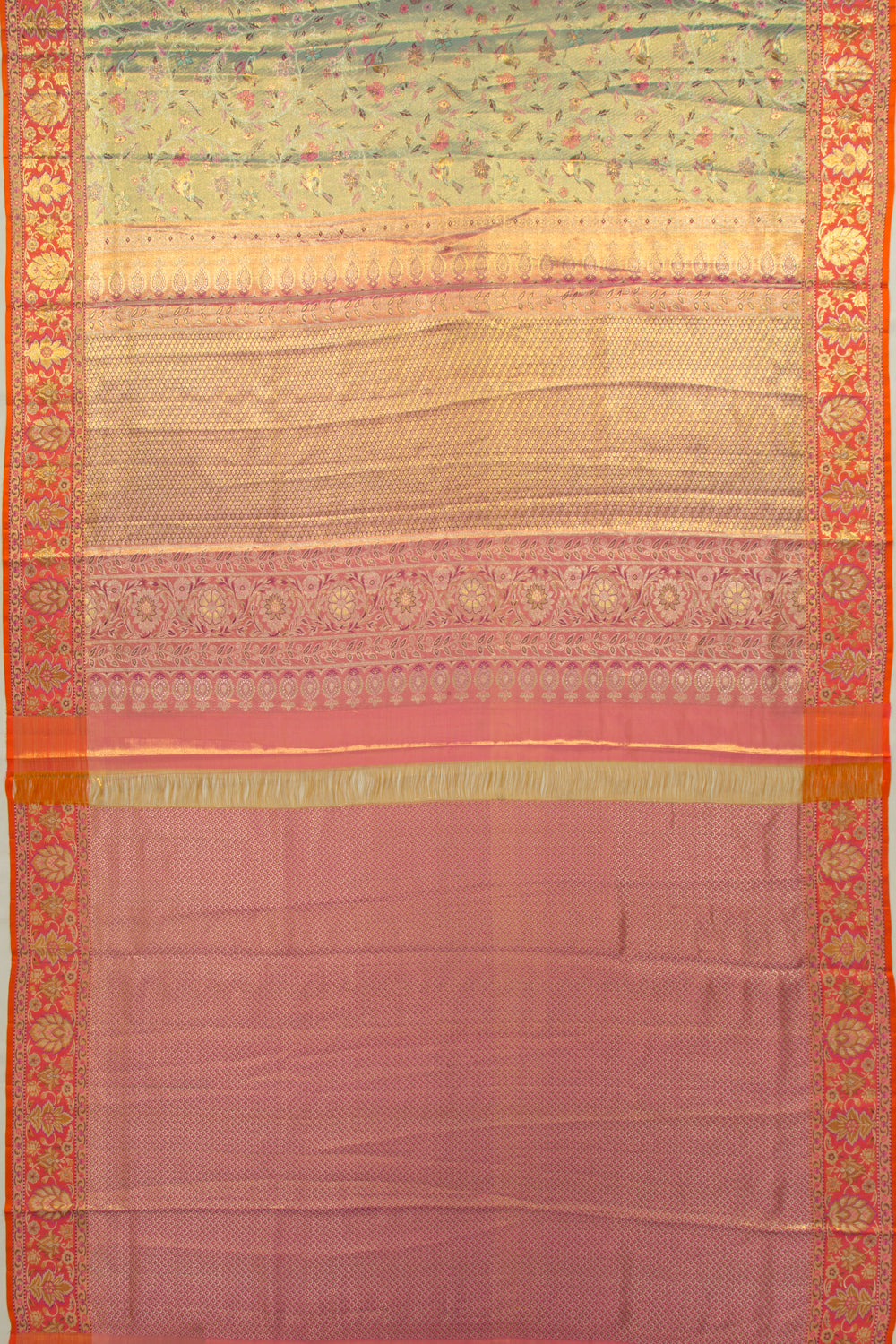 Kanchipuram Silk Tissue Jaal Blue Saree