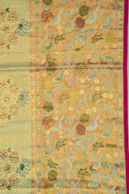 Kanchipuram Silk Tissue Brocade Gold Saree