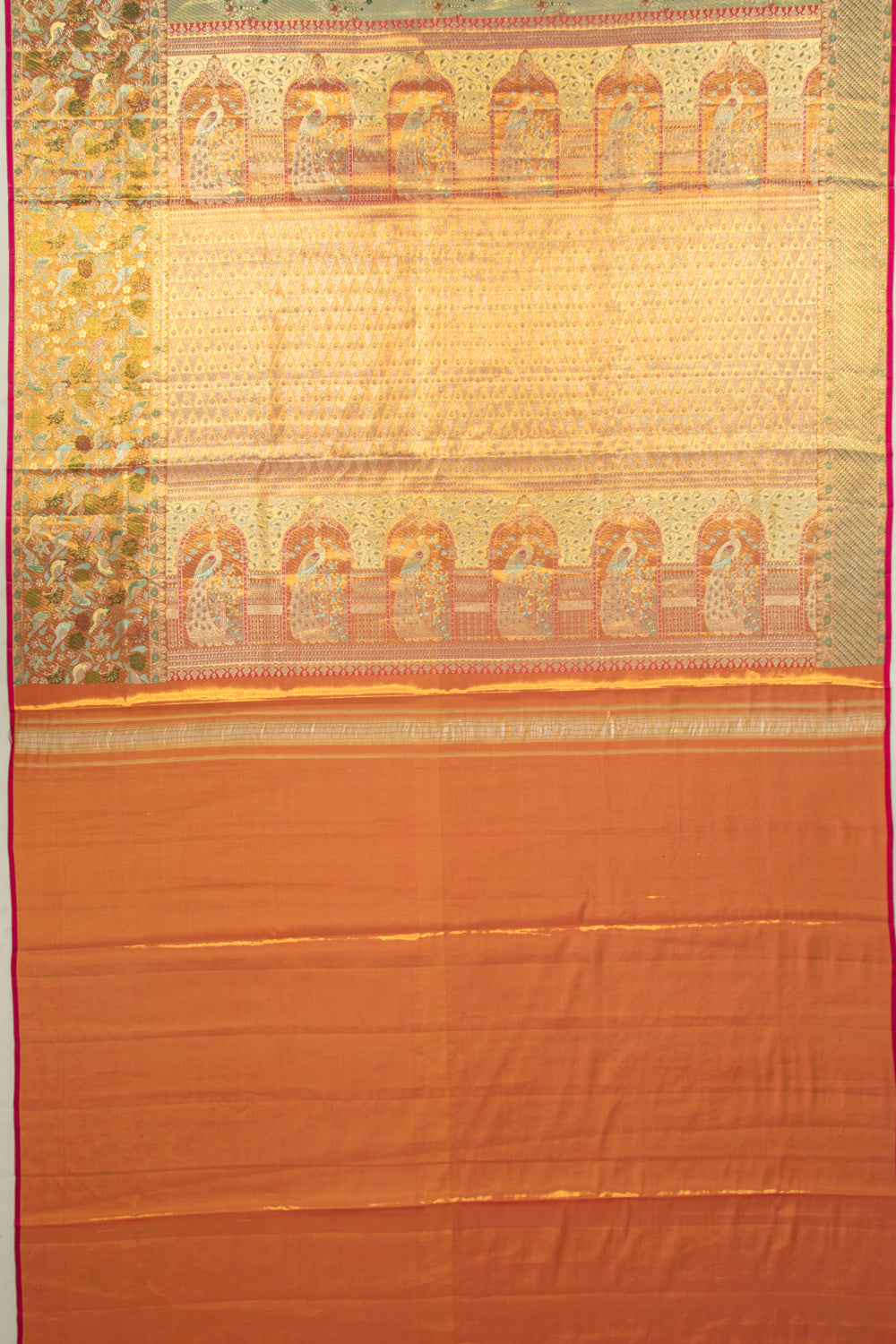 Kanchipuram Silk Tissue Brocade Gold Saree
