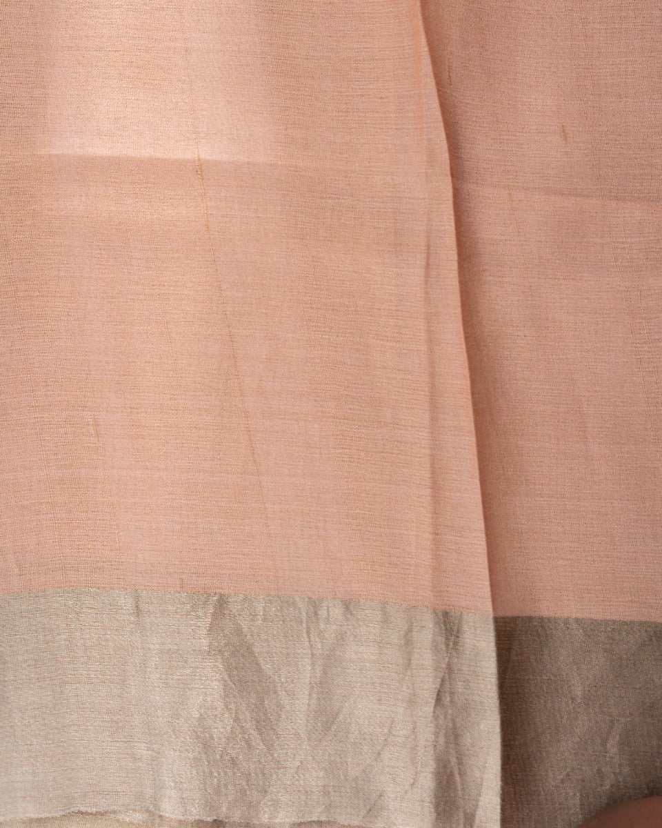 Tussar Floral Printed Peach Saree