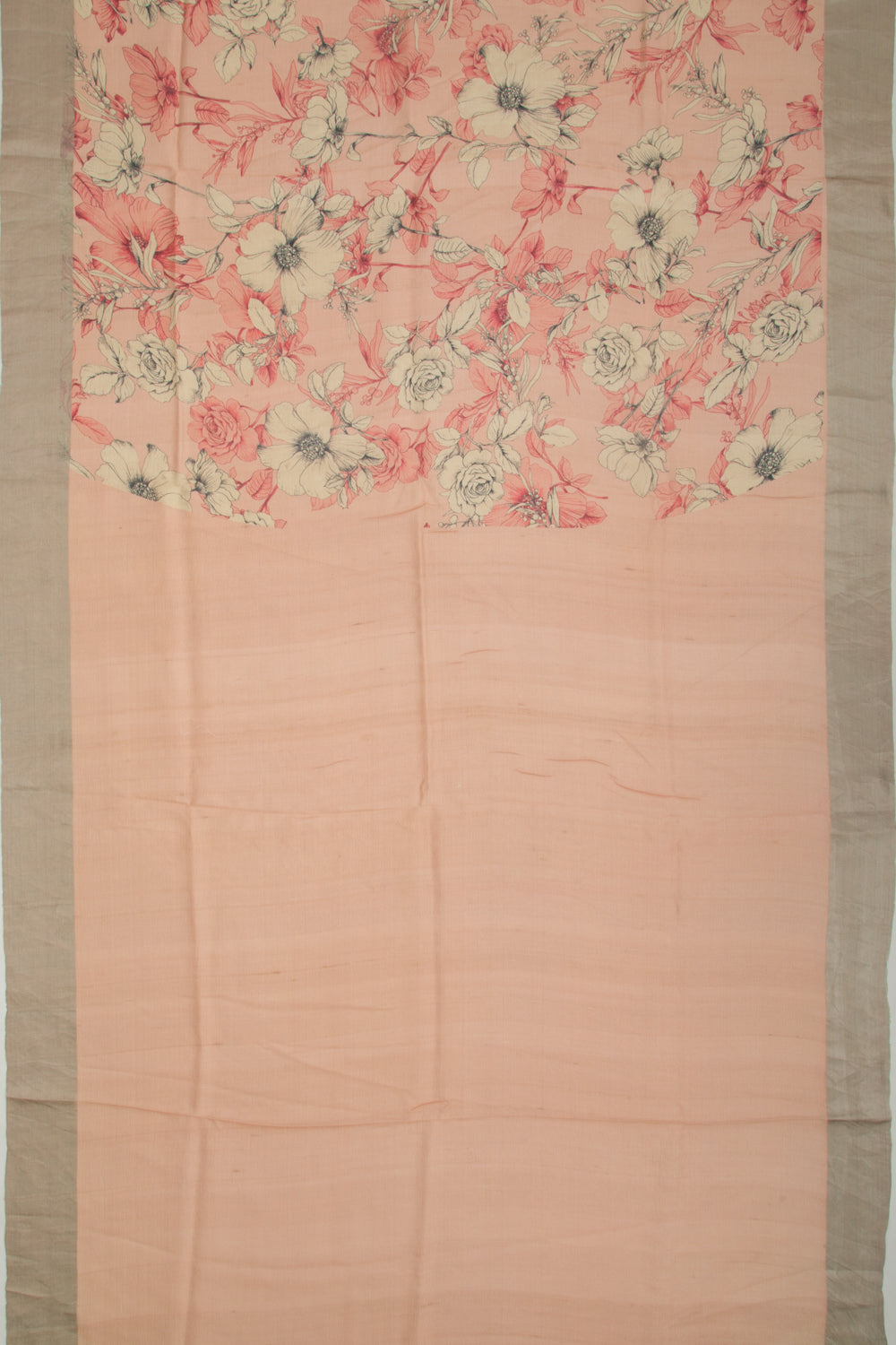 Tussar Floral Printed Peach Saree