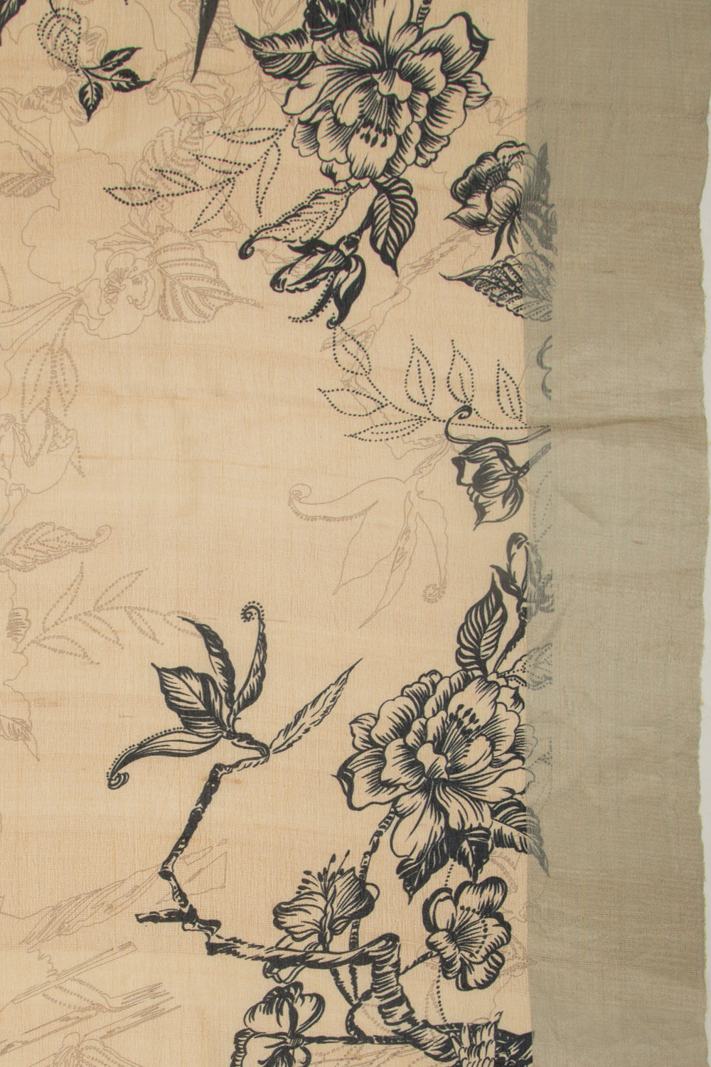 Tussar Floral Printed Beige Saree
