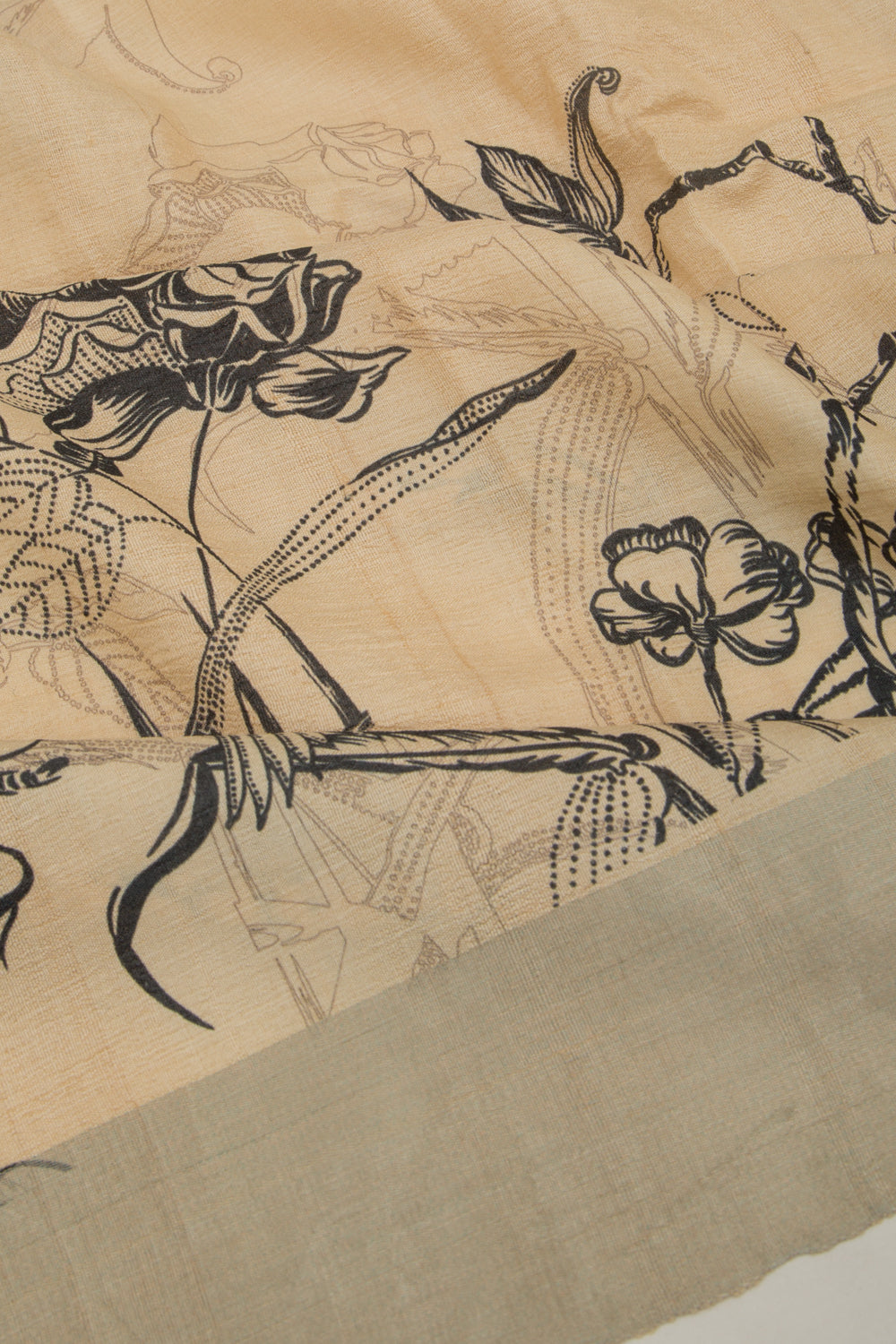Tussar Floral Printed Beige Saree