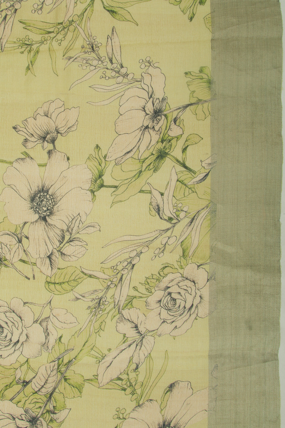 Tussar Floral Printed Pista Green Saree