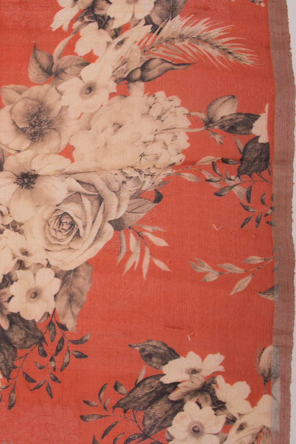 Tussar Floral Printed Brown Saree