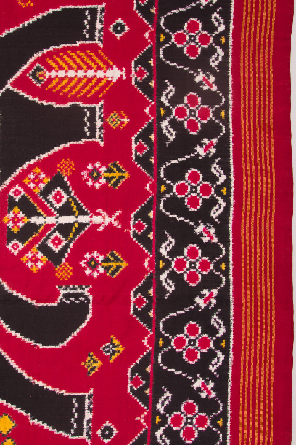 Patan Patola Silk Double Ikat Shikar Bhat Red Saree