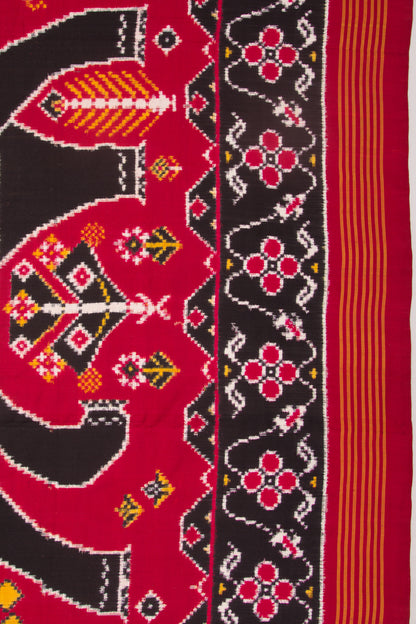 Patan Patola Silk Double Ikat Shikar Bhat Red Saree