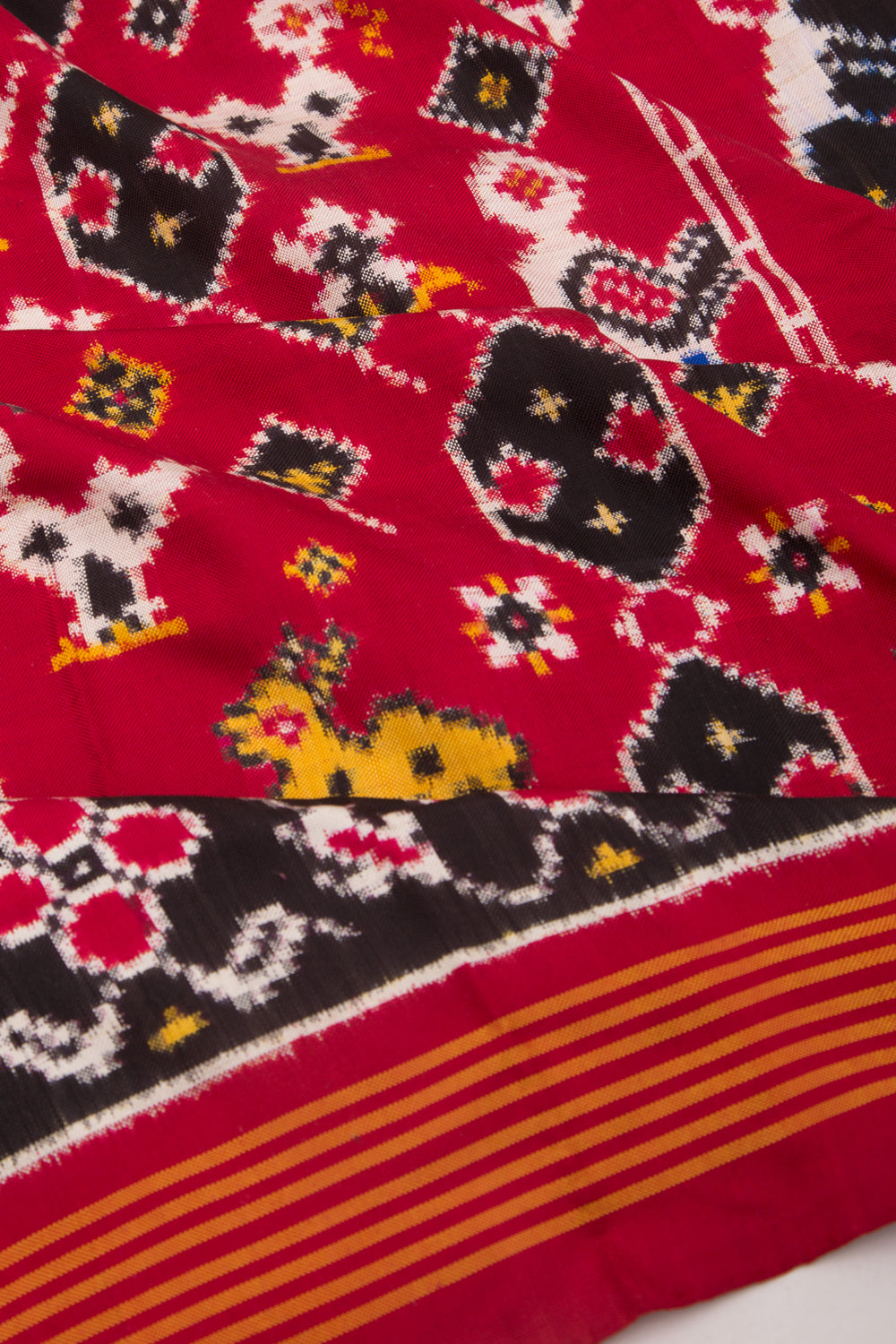 Patan Patola Silk Double Ikat Shikar Bhat Red Saree
