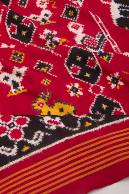 Patan Patola Silk Double Ikat Shikar Bhat Red Saree