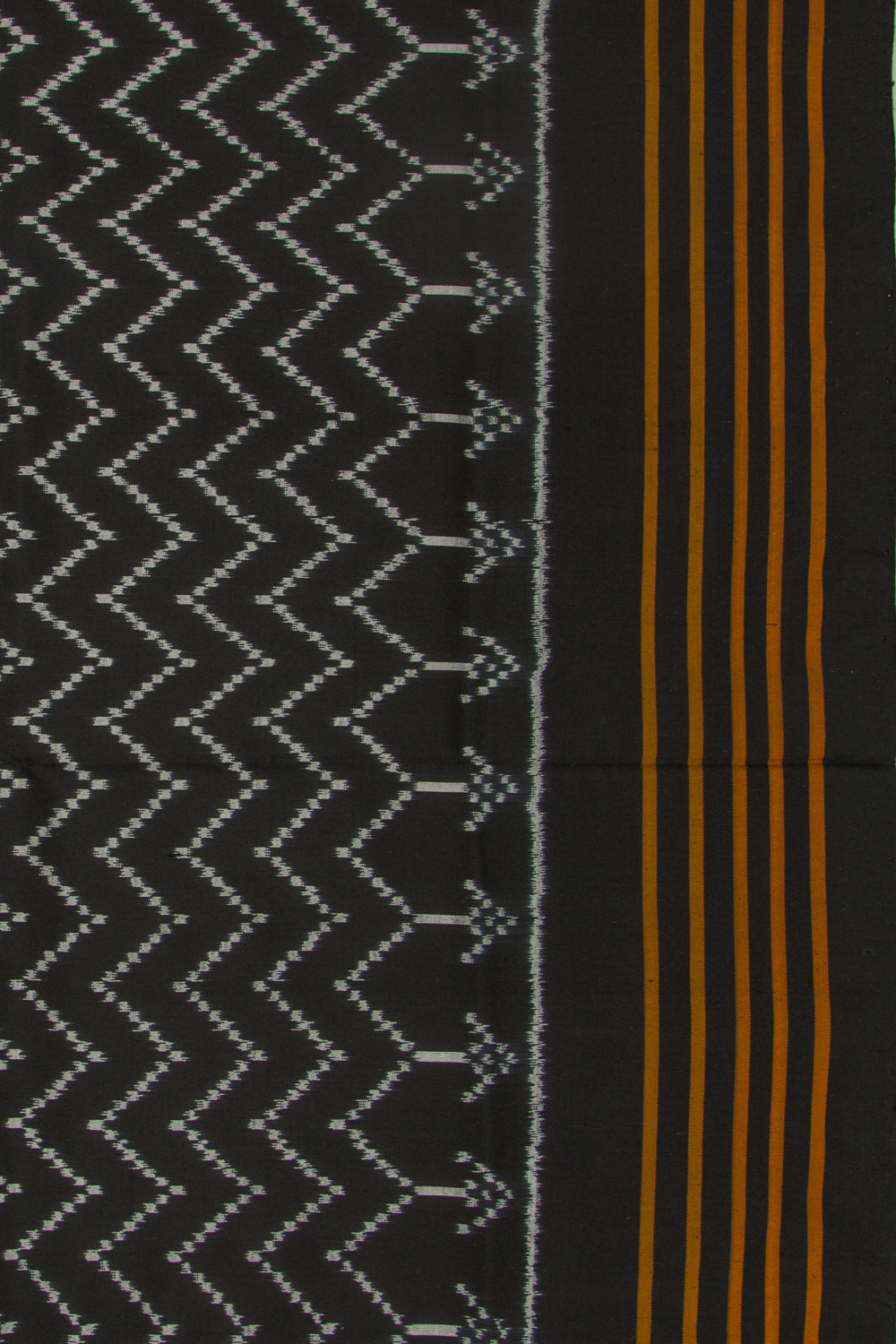 Pochampally Silk Ikat Zig Zag Lines Black Saree