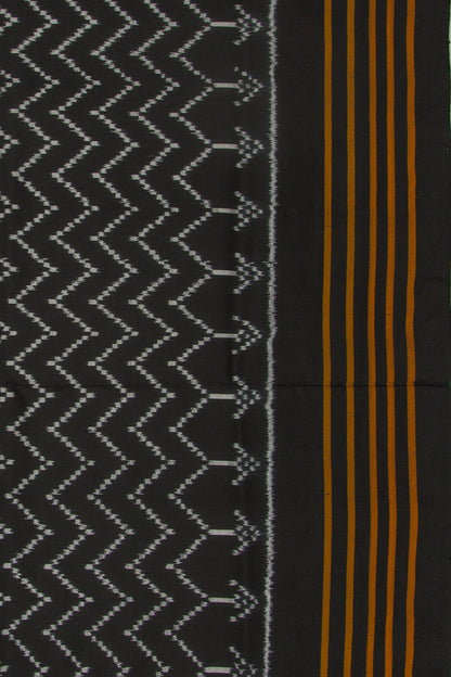 Pochampally Silk Ikat Zig Zag Lines Black Saree
