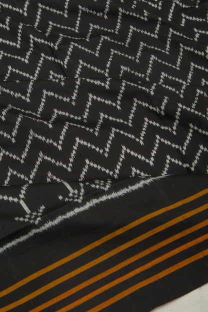 Pochampally Silk Ikat Zig Zag Lines Black Saree