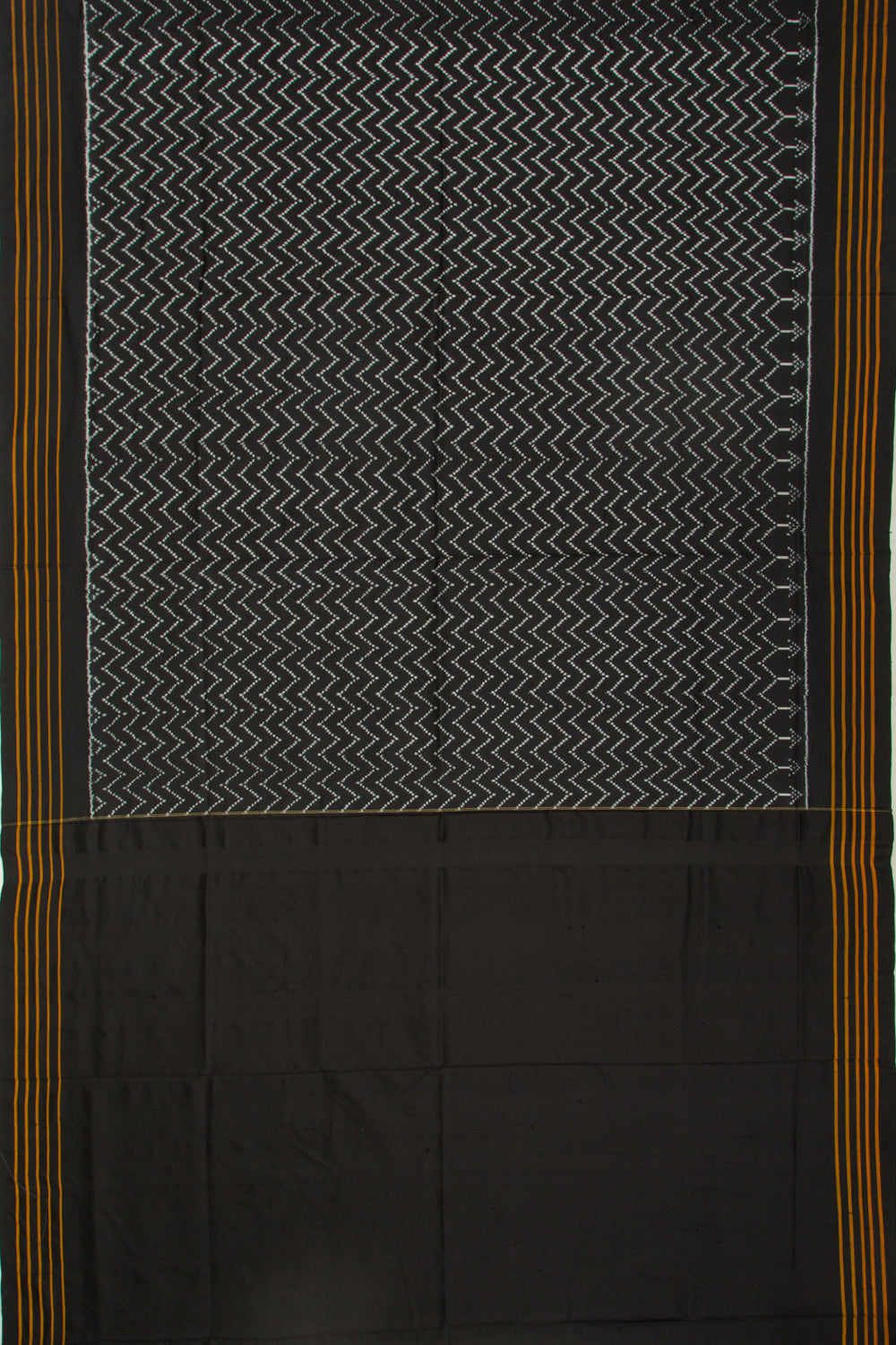 Pochampally Silk Ikat Zig Zag Lines Black Saree