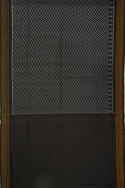 Pochampally Silk Ikat Zig Zag Lines Black Saree