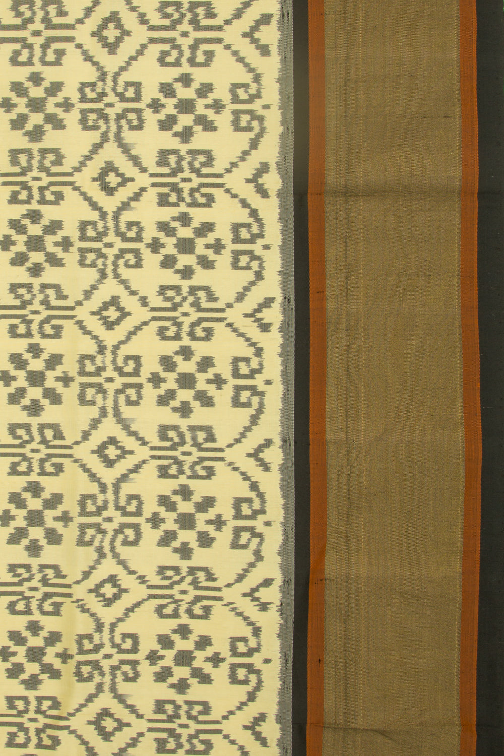 Pochampally Silk Ikat Cream Saree