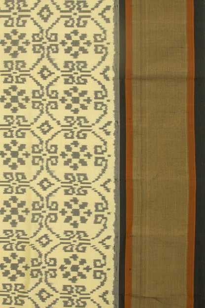 Pochampally Silk Ikat Cream Saree