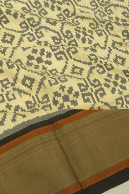 Pochampally Silk Ikat Cream Saree