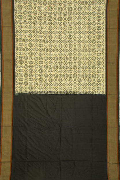 Pochampally Silk Ikat Cream Saree