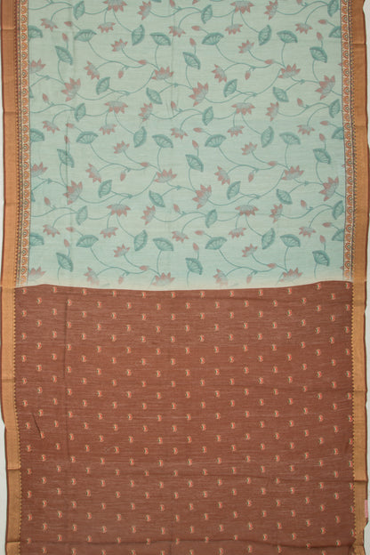 Chanderi Silk Floral And Pichwai Printed Blue Saree