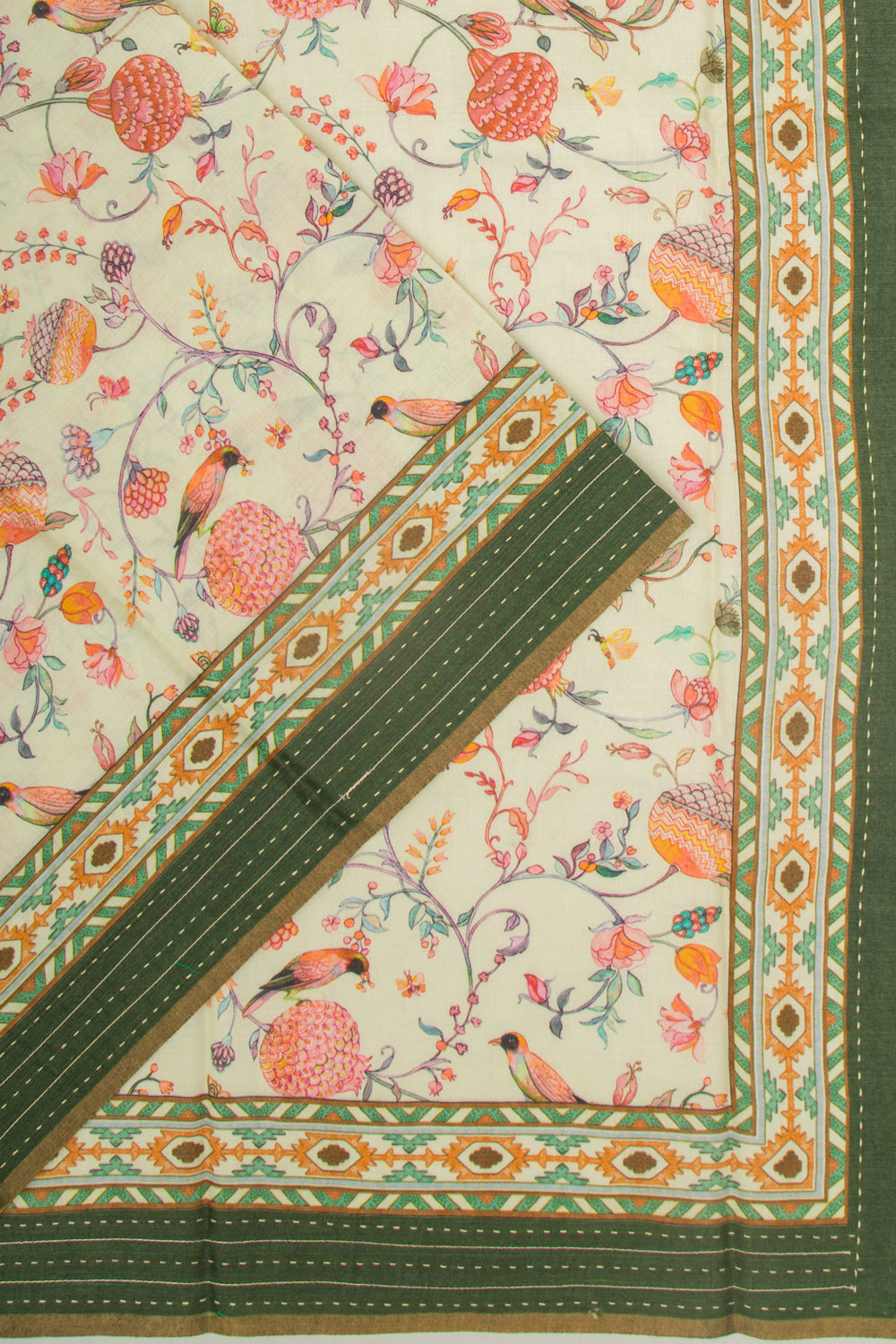 Chanderi Silk Printed Pastel Green Saree