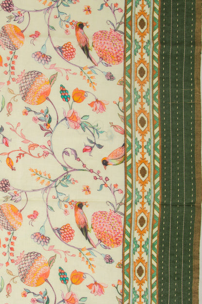 Chanderi Silk Printed Pastel Green Saree