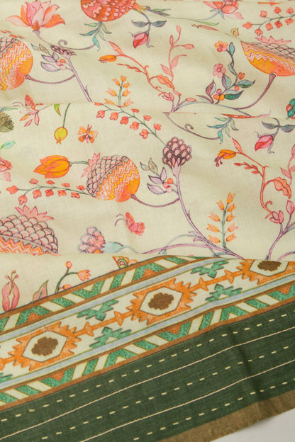 Chanderi Silk Printed Pastel Green Saree