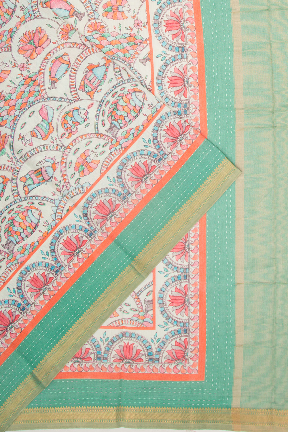 Chanderi Silk Printed Pastel Green Saree