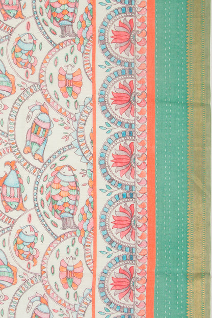 Chanderi Silk Printed Pastel Green Saree