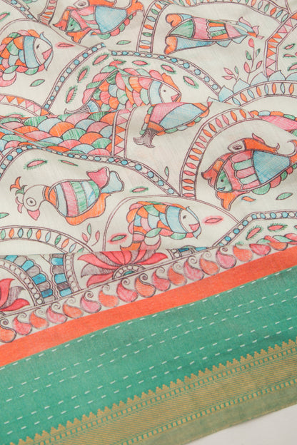 Chanderi Silk Printed Pastel Green Saree