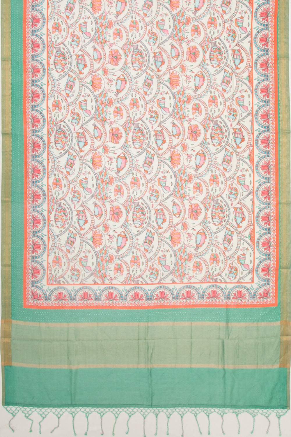 Chanderi Silk Printed Pastel Green Saree