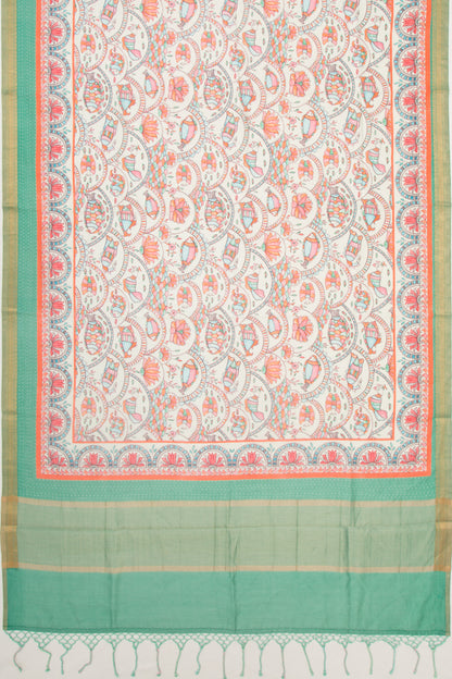 Chanderi Silk Printed Pastel Green Saree