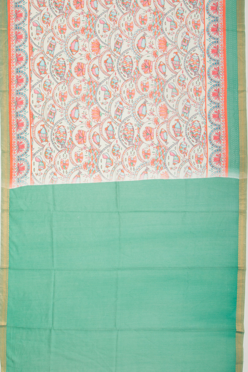 Chanderi Silk Printed Pastel Green Saree