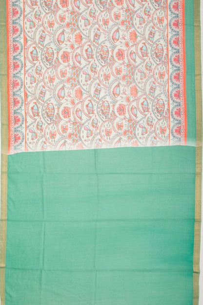Chanderi Silk Printed Pastel Green Saree