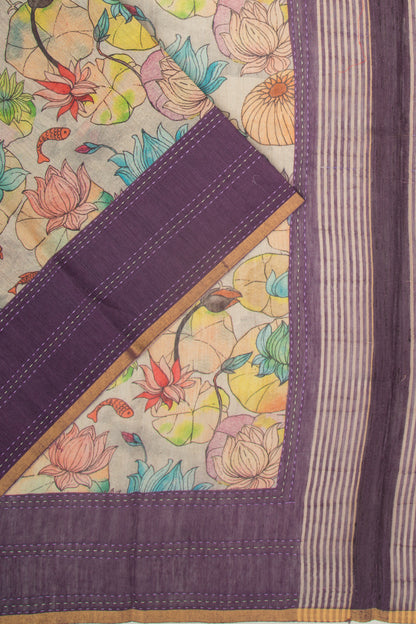 Chanderi Silk Floral Printed Grey Saree