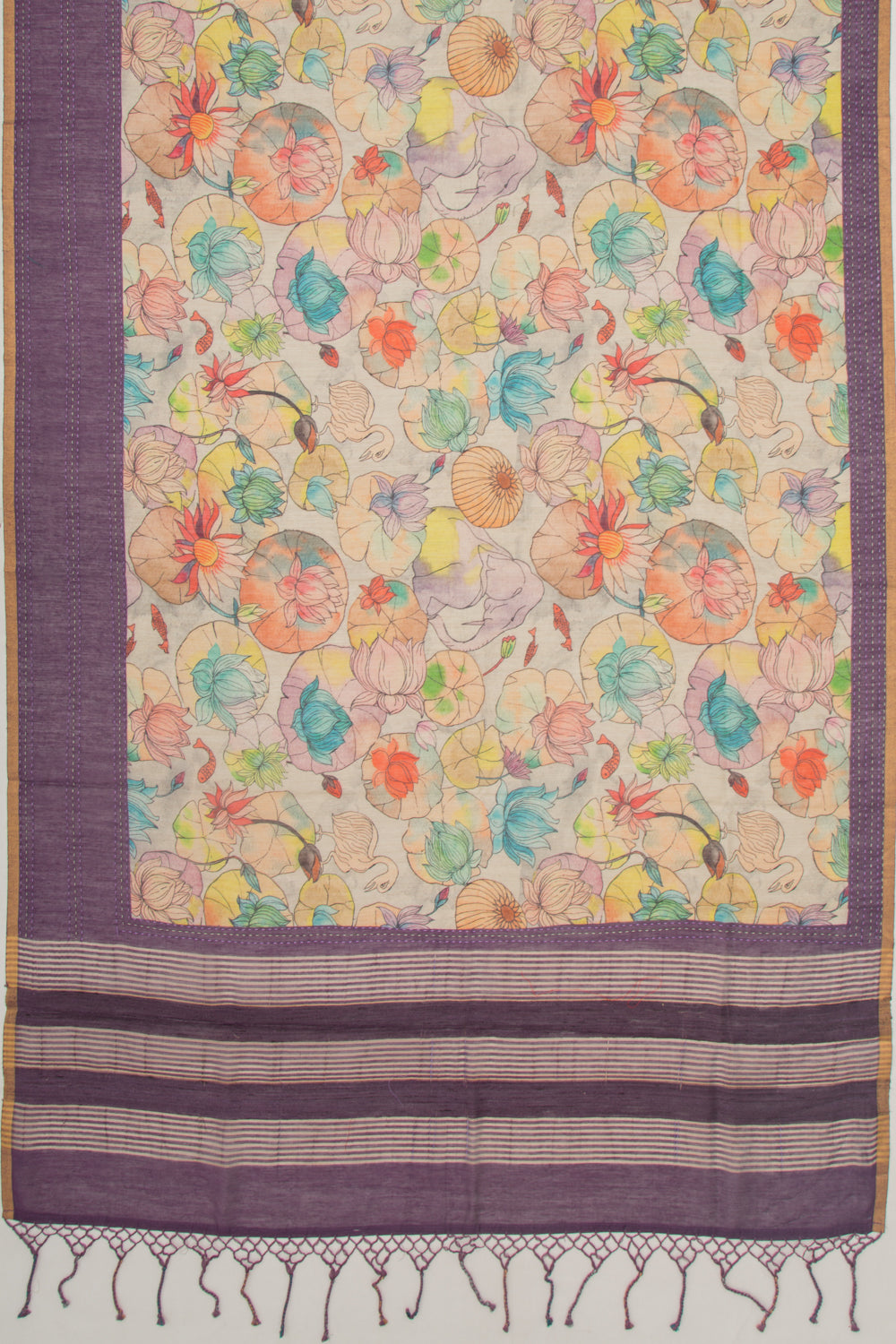 Chanderi Silk Floral Printed Grey Saree