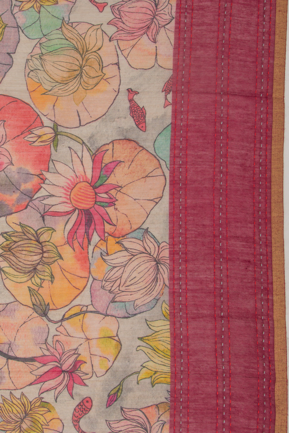 Chanderi Silk Floral Printed Grey Saree